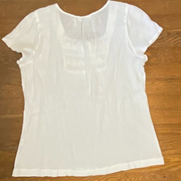 Izod Boho Cotton Crochet Short Sleeve Square Neck Womens Top Size L - Picture 5 of 8